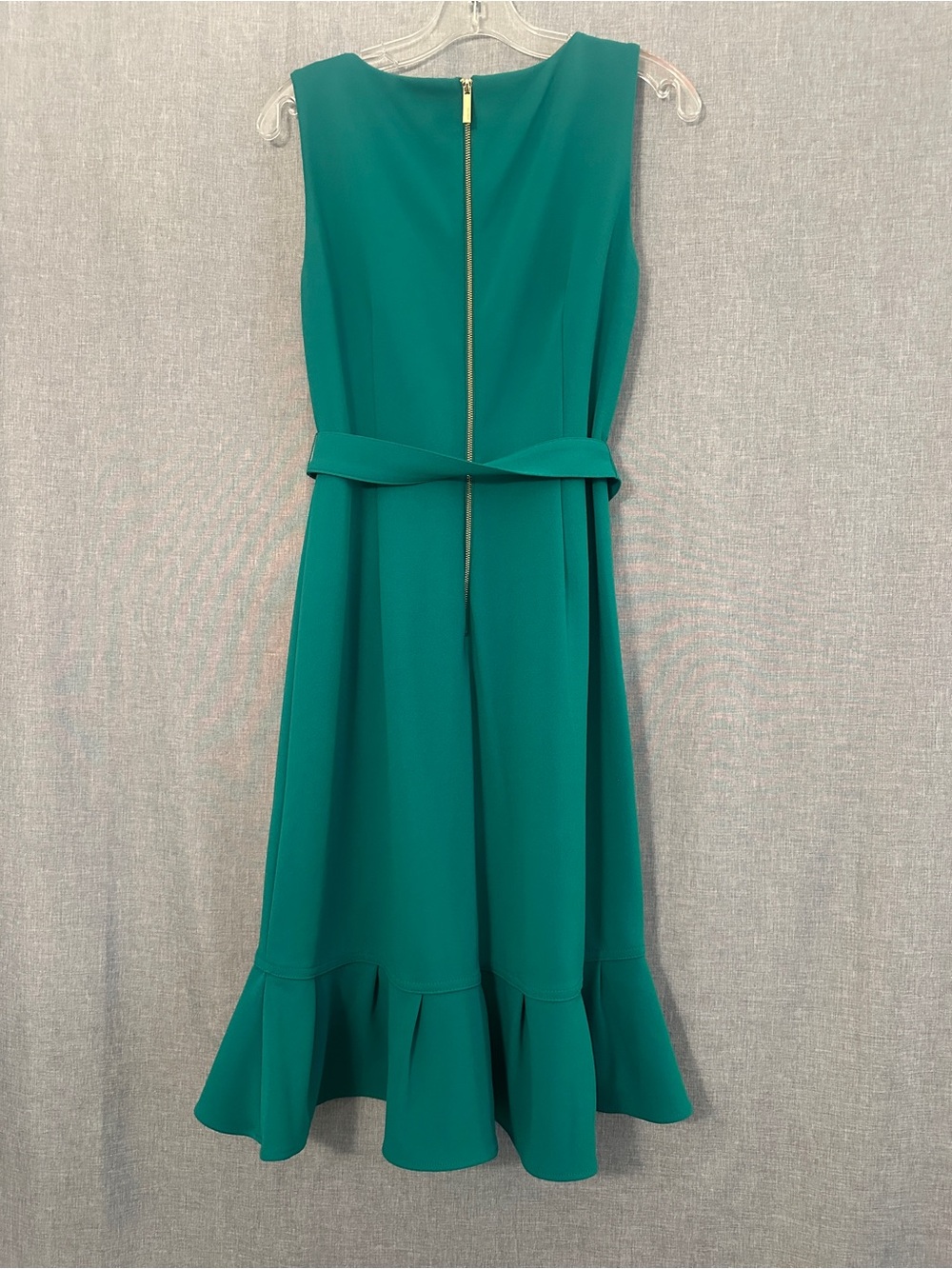 Sleeveless Ruffle Hem Belted Midi Dress in Green - Picture 4 of 4